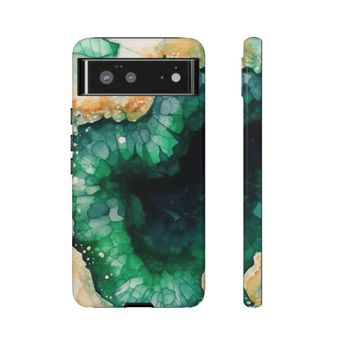 Green Geode in Watercolor - Impact Resistant Phone Case Google Pixel 6 Glossy